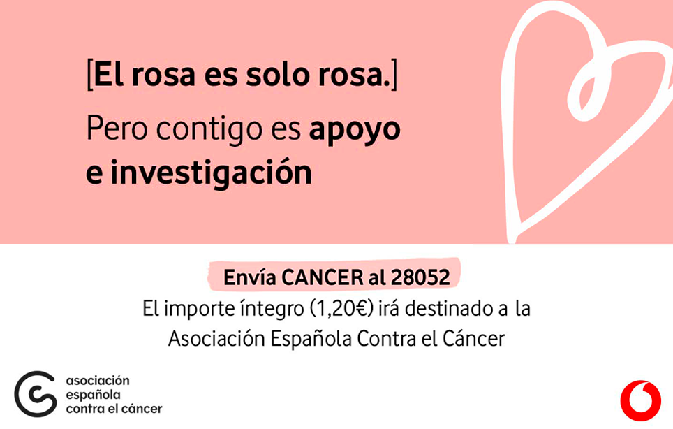 <strong>Vodafone España se une a la campaña #ElRosaEsMásQueUnColor </strong><br/><strong>de la Asociación Española contra el Cáncer</strong>
