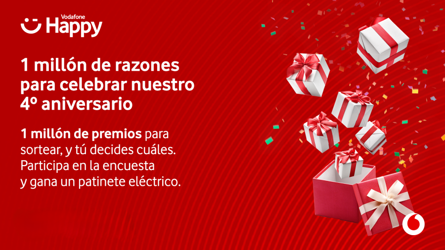 Vodafone celebra el 4º aniversario de ‘Happy’ regalando un millón de premios a sus clientes