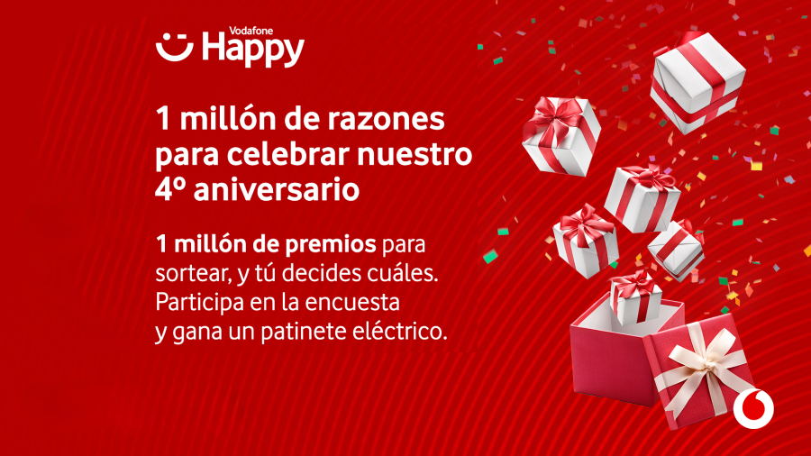 Vodafone celebra el 4º aniversario de ‘Happy’ regalando un millón de premios a sus clientes