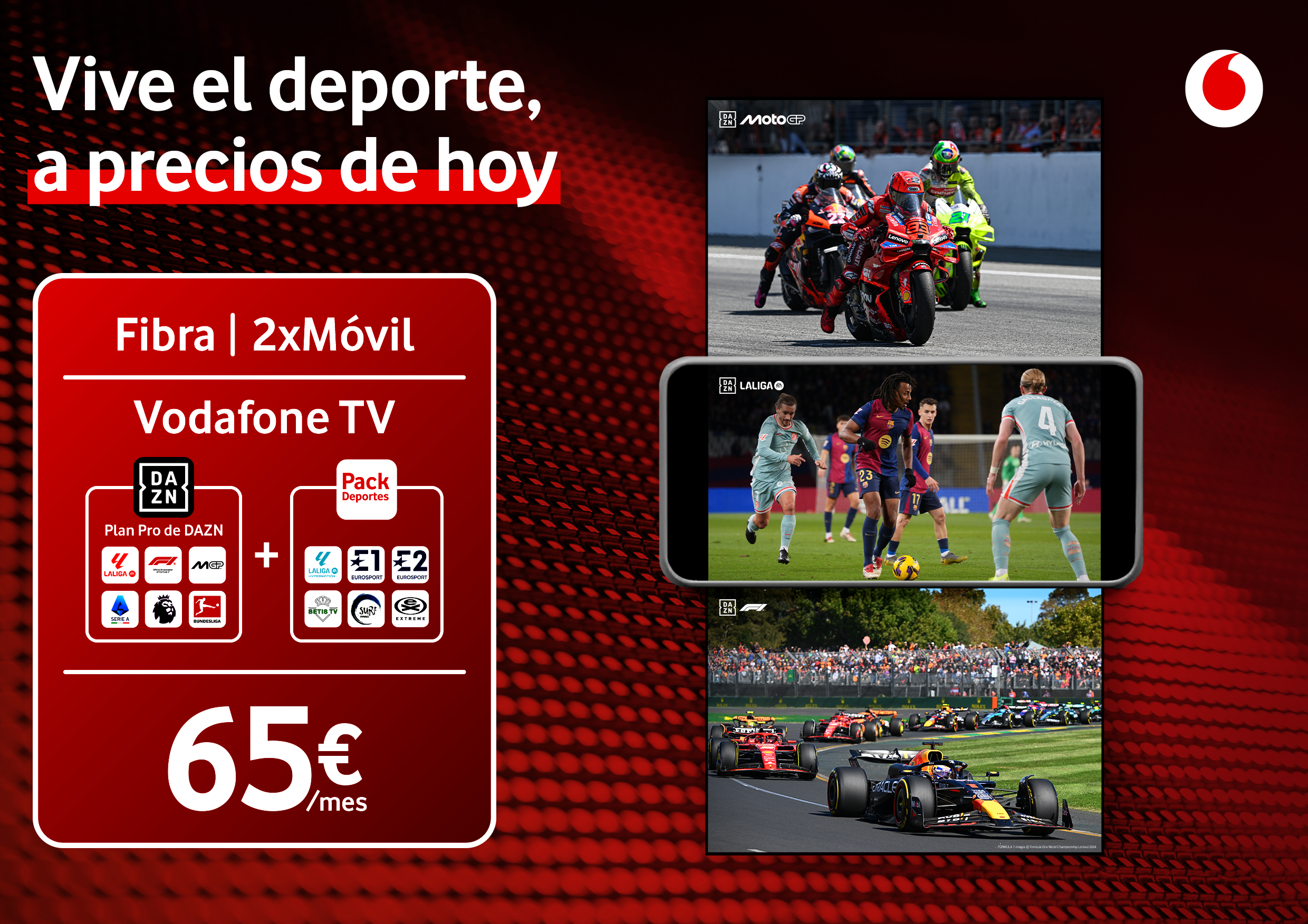 Vodafone lanza su plan más completo para disfrutar del mejor deporte por sólo 65€/mes