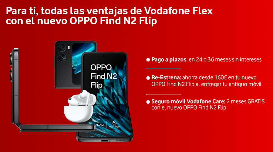 El nuevo OPPO Find N2 Flip estará disponible con Vodafone Flex
