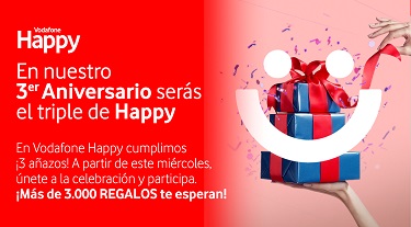 Vodafone celebra el tercer aniversario de su programa de fidelización con más de 3.000 regalos para sus clientes