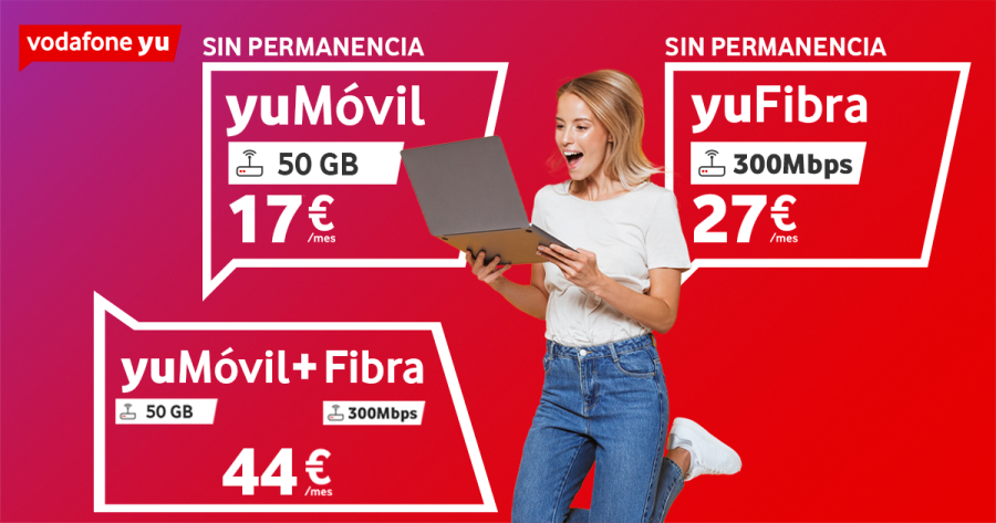 Vodafone lanza 3 nuevas tarifas yu de móvil, fibra y convergente